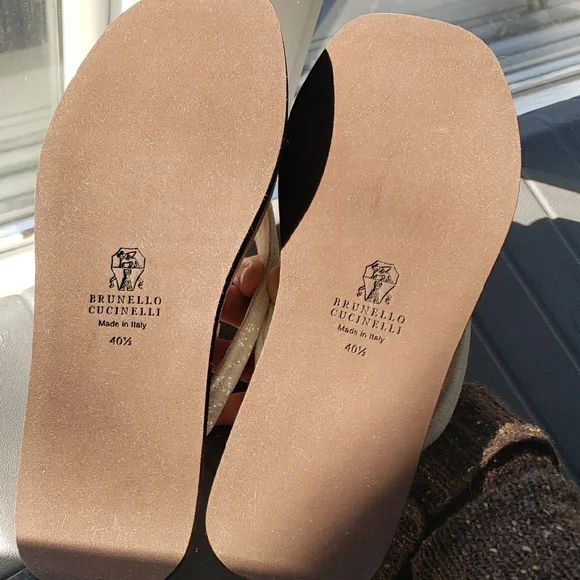 Brunello Cucinelli Suede Monili Flip Flops